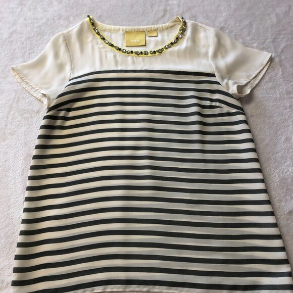 Anthropologie Maeve Striped Jeweled Neckline Blouse Top Size X-Small - Picture 3 of 10